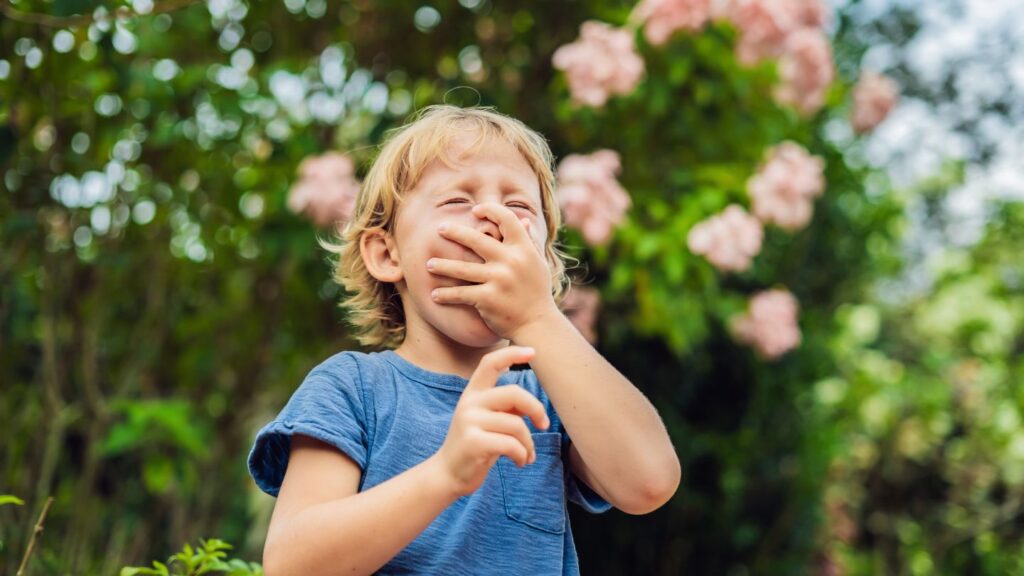 child sneezing: How to Clean for Allergies Properly During Tree Pollen Season